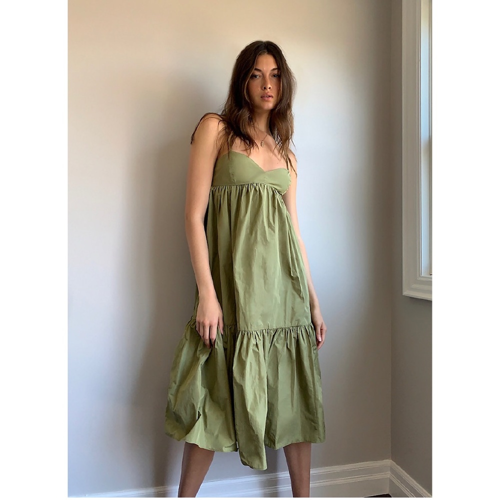 ARITZIA Babydoll Parable Green Midi Dress